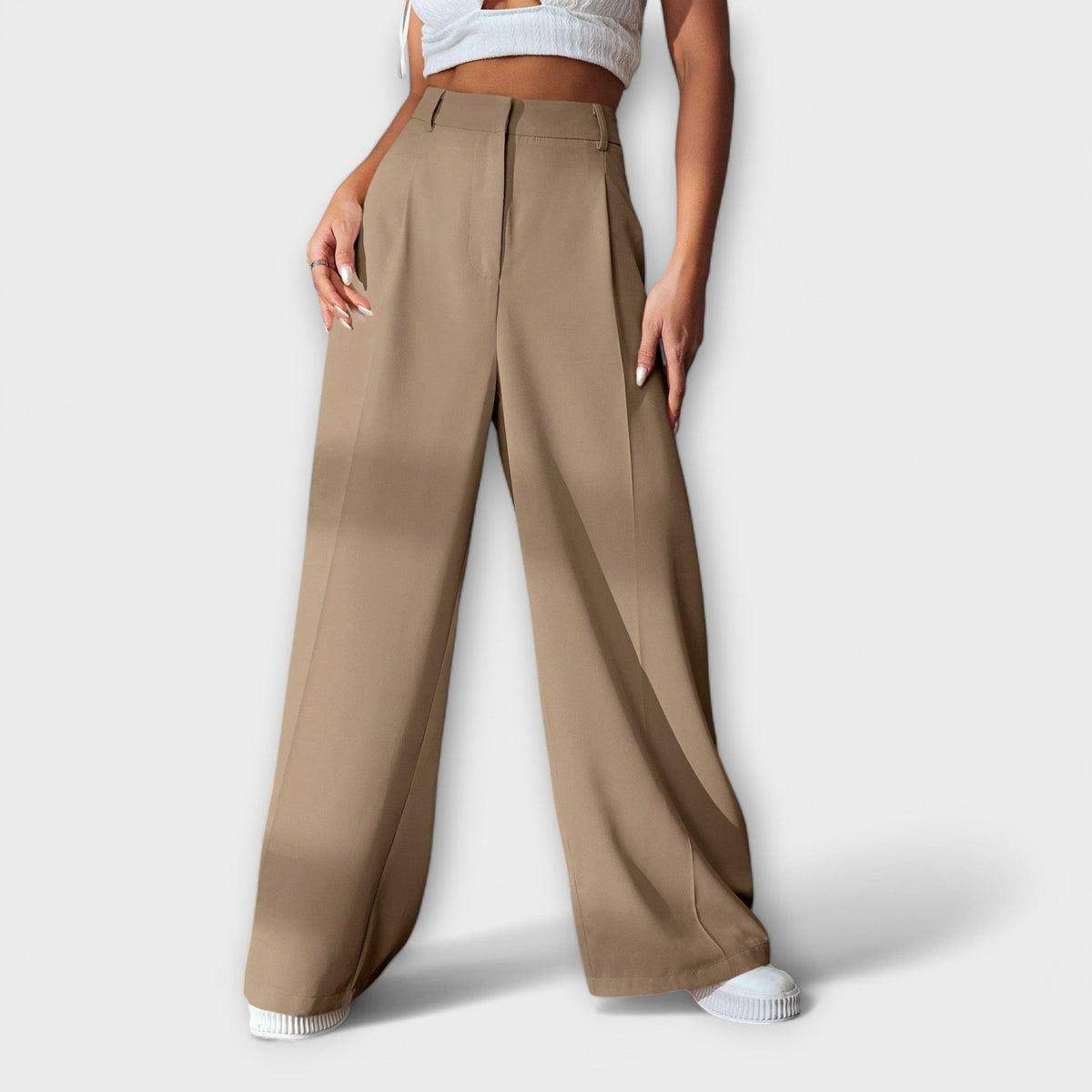 Pantalon tissé taille haute