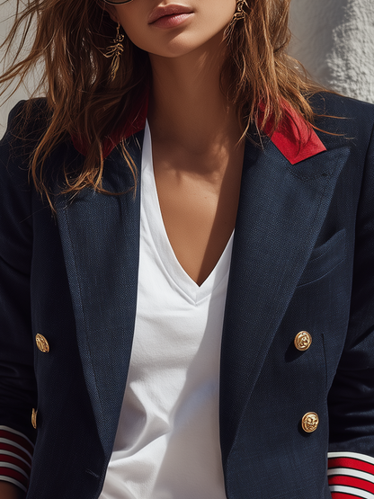 Naleva – blazer à double boutonnage en mélange de coton
