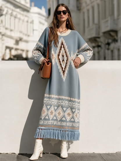Ilyra – robe longue en jacquard à motif Fair Isle