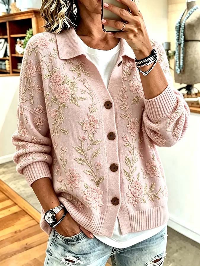 Cardigan en tricot imprimé