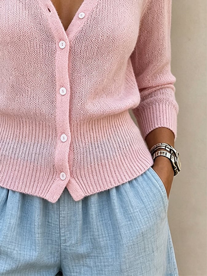 Cardigan en coton à col V